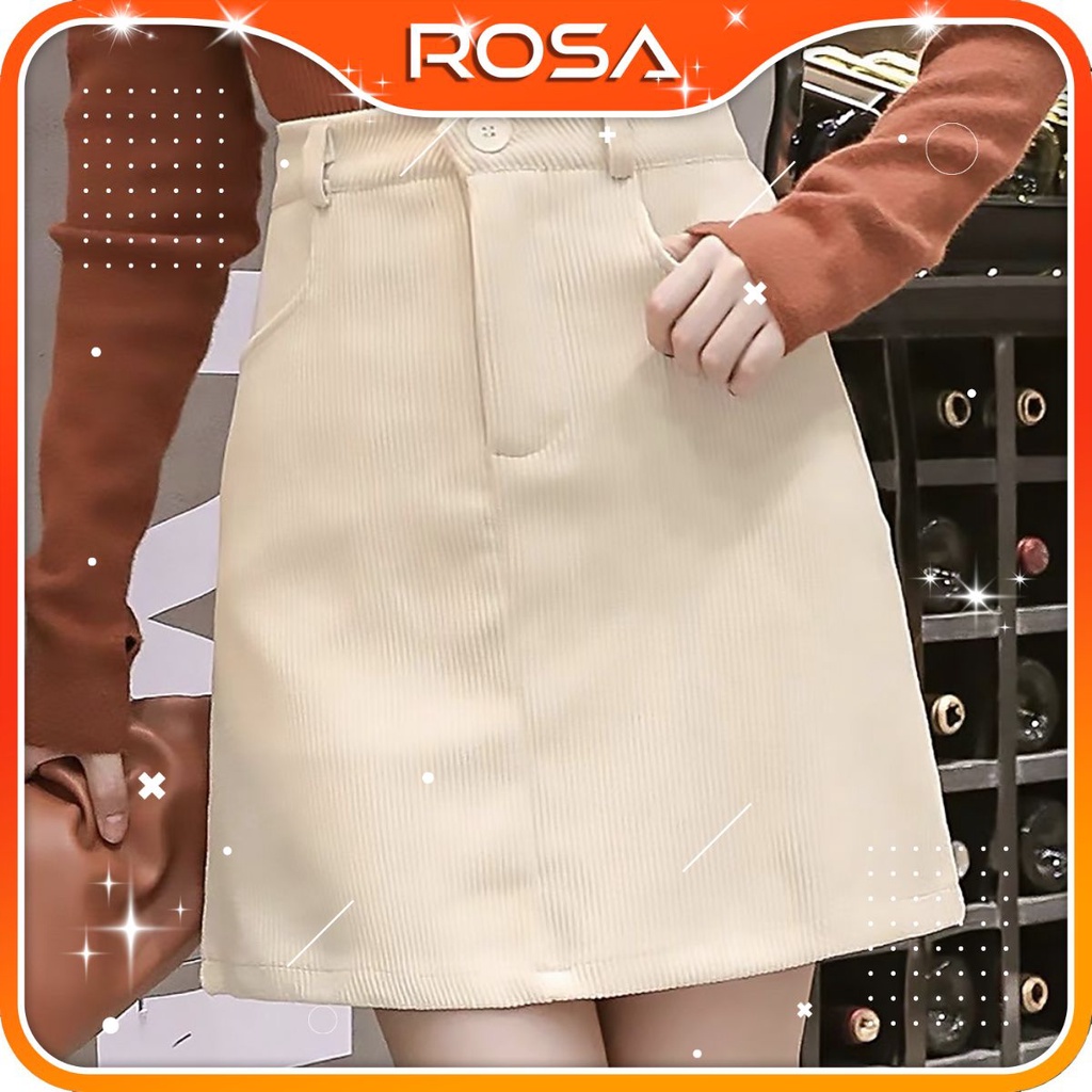 Chân váy lưng cao có lót trong vải nhung tăm ROSA BOUTIQUE