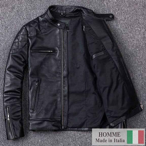 Áo khoác da Homme de Monaco - Leather Jacket Shoulder Padding for Men