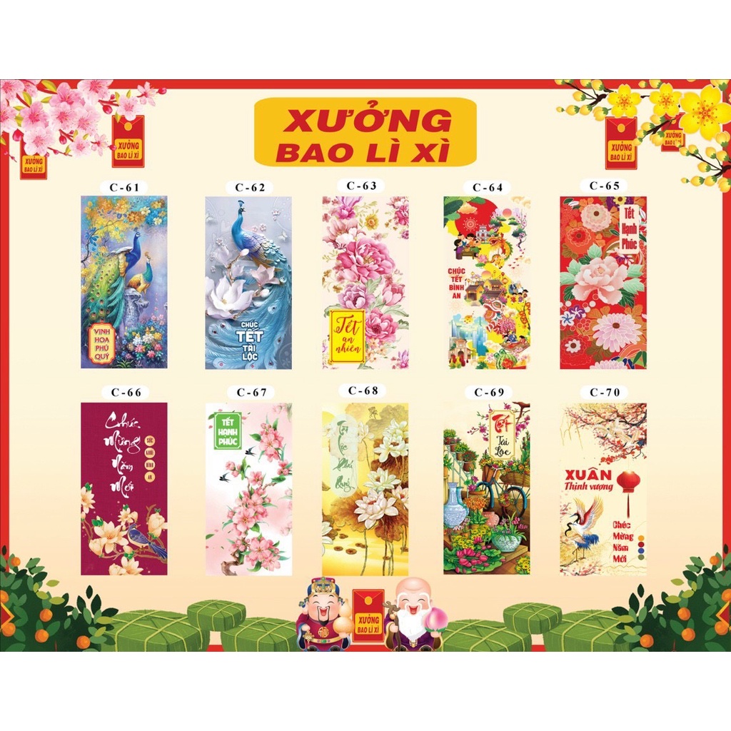 Xấp 10 bao lì xì quý mẹo 2023 giá rẻ, bán lẻ giá sỉ, bao lì xì tết
