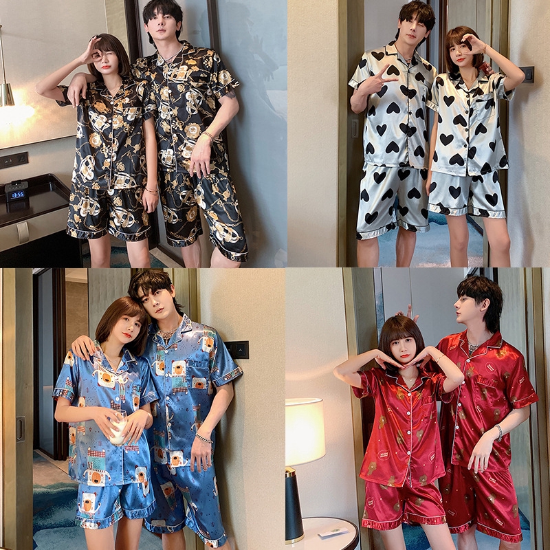 Bộ Đồ Ngủ Lụa Ngắn Tay Cho Cặp Đôi Y2520-1