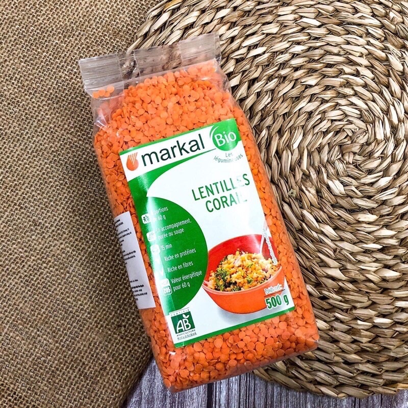 Đậu lăng đỏ cam san hô Markal hữu cơ nấu cháo,sữa hạt