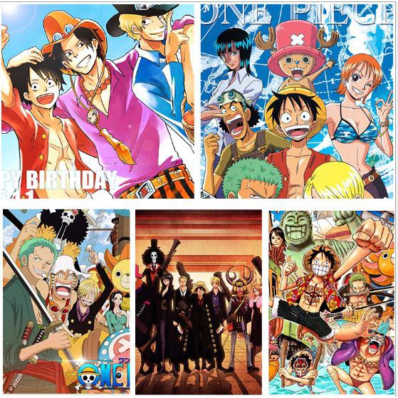 Poster ảnh a3 5 tấm Đảo Hải Tặc Onepie Luffy Mũ Rơm