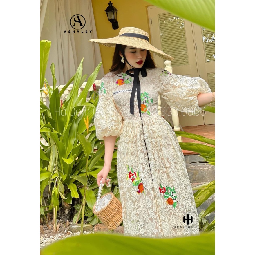 VÁY MAXI REN HOA NỔI THÊU CAO CẤP