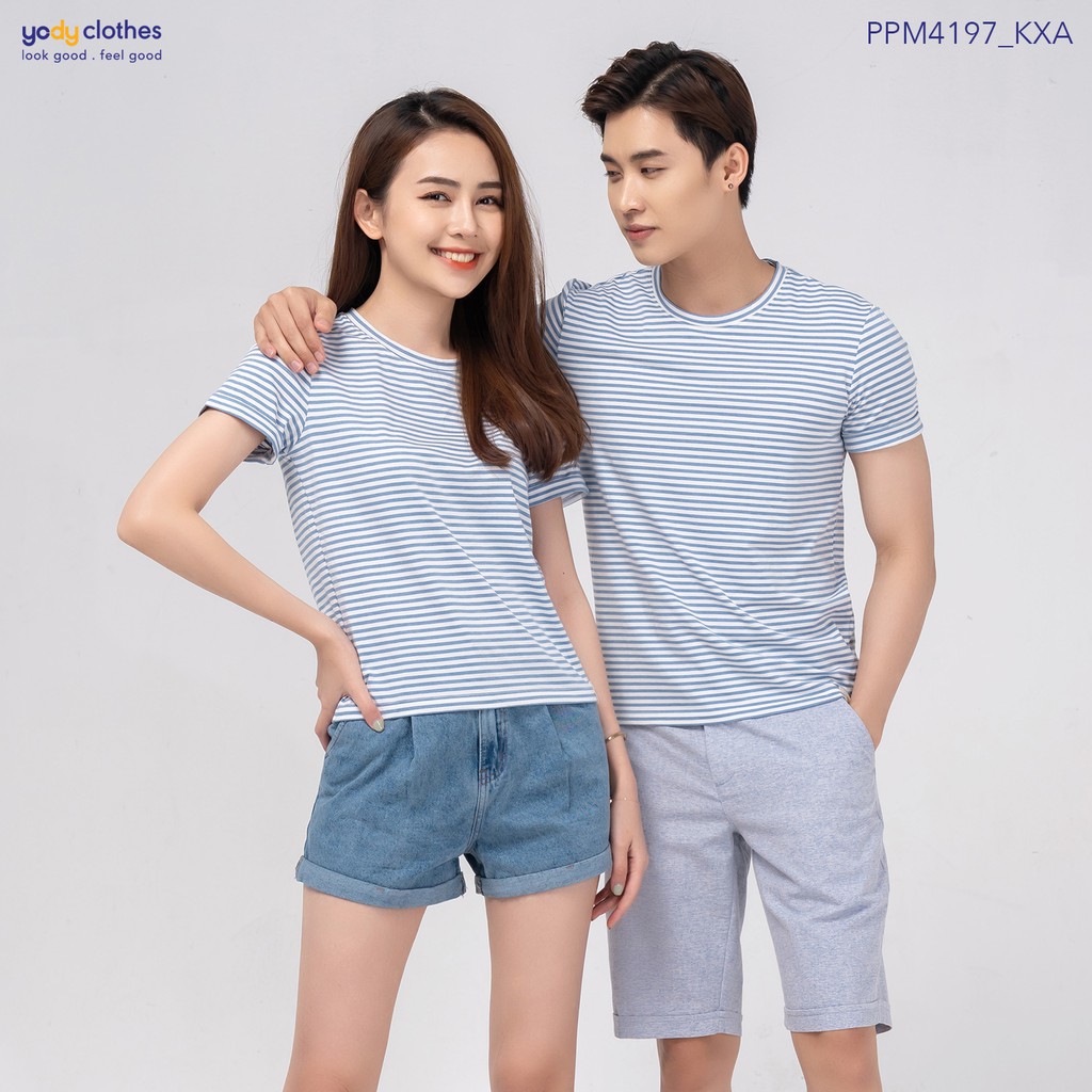 Áo thun nam YODY kẻ sọc ngang cổ tròn tay ngắn vải cotton thoáng mát nhiều màu PPM4197 | BigBuy360 - bigbuy360.vn