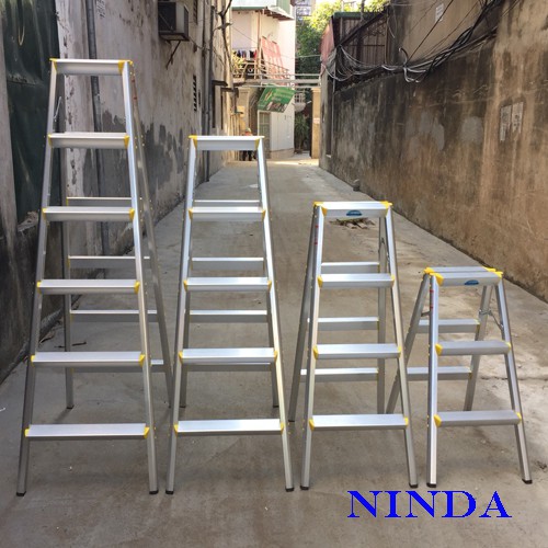 Thang nhôm Chữ A Ninda ND-R03, 3 bậc, bản to, siêu bền, siêu nhẹ, tải 150kg, nhập khẩu chính hãng