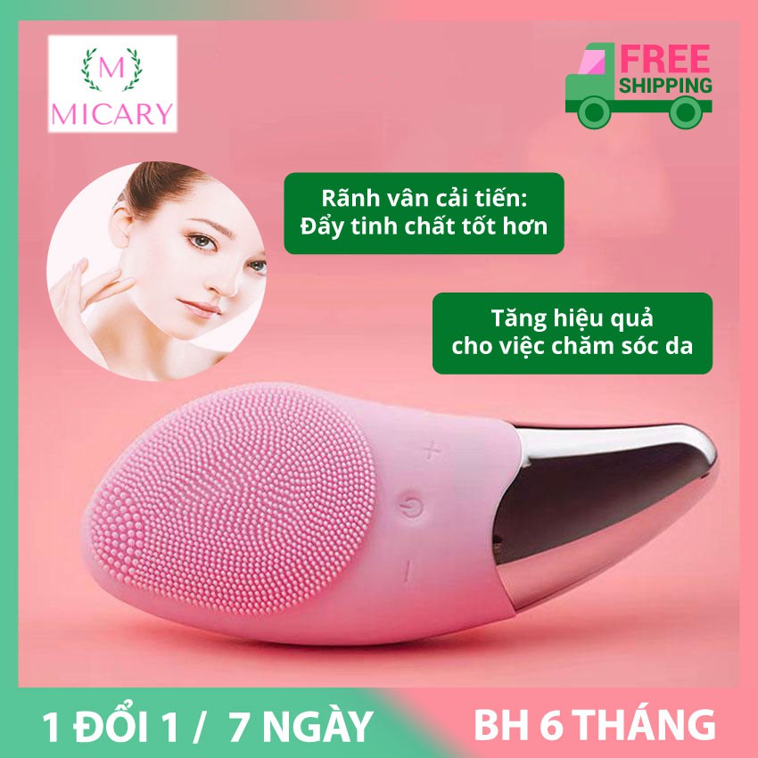 Máy rửa mặt massage da làm sạch silicon mini đa năng Sonic Facial Brush công nghệ sóng rung.Được tích hợp nhiều tí