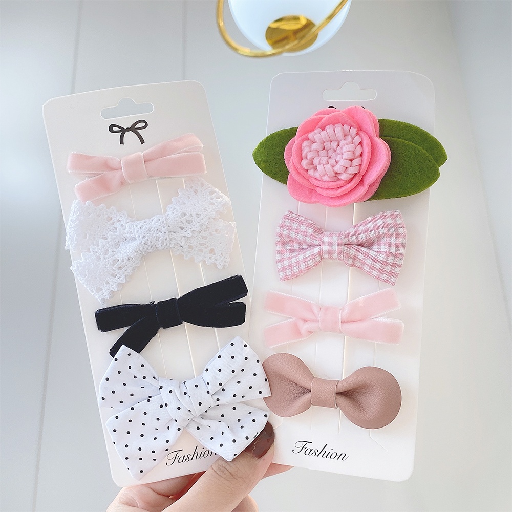 Set 4 Kẹp tóc KIDSBOWS hình nơ/bông hoa dễ thương thời trang cho bé gái