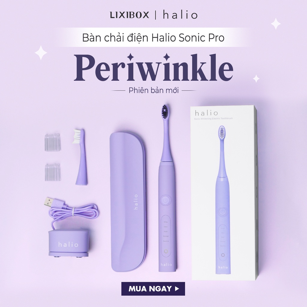 Combo 2 Bàn Chải Điện Halio Sonic Whitening Electric Toothbrush PRO White &amp; Periwinkle