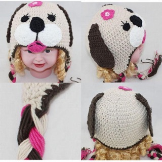 Nón len con chó handmade