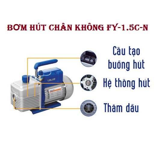 Máy bơm hút chân không 180w-220V Value FY-1.5C-N, Máy hút chân không công nghiệp loại nhỏ tiện dụng