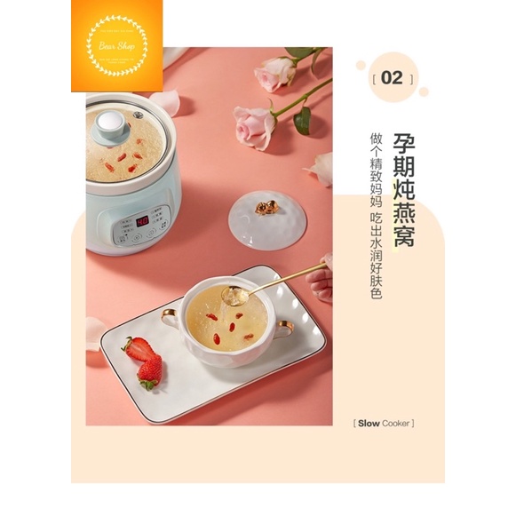 Nồi hầm chậm đa năng BEAR chính hãnh dung tích 1L và 2L cho gia đình 1-4 người