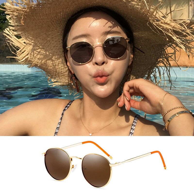 Kính mát nam nữ mắt tròn đẹp sang trọng chống tia UV phong cách Hàn Quốc giá rẻ PUKIXI 209