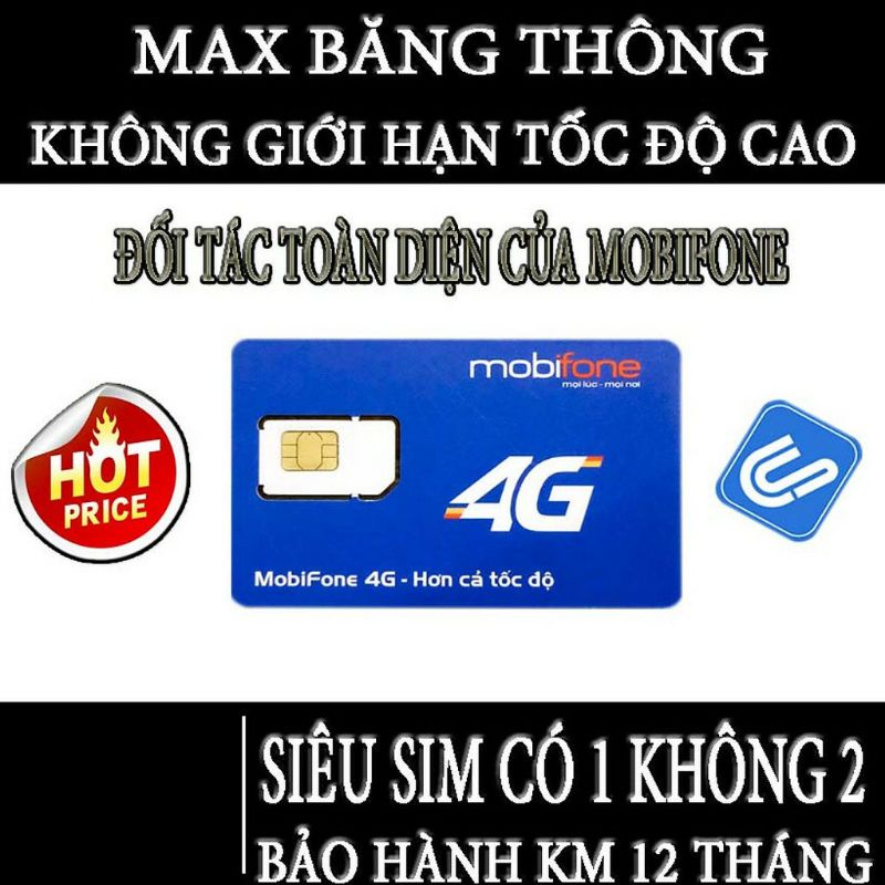 SIM 4G max dung lượng 100k/tháng không nghe gọi