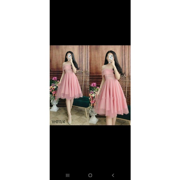 [9.9 Sales Freeship] Đầm công chúa đi tiệc, đầm umi trễ vai phối lưới đính cườm, đầm xòe cup ngực bẹt vai quyến rũ dx