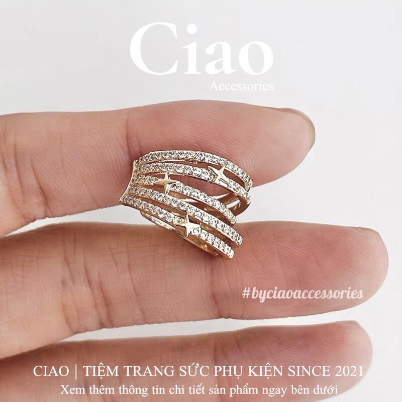 [HOẢ TỐC 1H] Khuyên vành tai/ Kẹp vành tai mạ bạc thiết kế đính đá mã 25 Ciao accessories