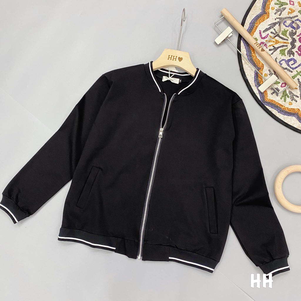 Áo khoác UMI bomber jackets màu đen kẻ viền trắng ulzzang nữ HOT