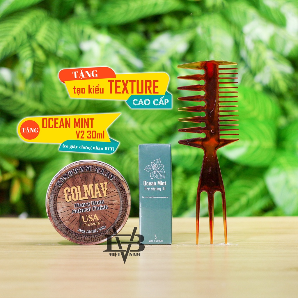 Sáp Colmav Clay (Heavy Hold Natural Pomade) 116gr chính hãng công nghệ Mỹ + Tặng Ocean Mint 30ml + Lược Texture cao cấp