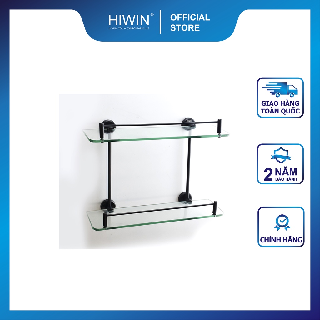 Kệ kính 2 tầng để đồ phòng tắm inox 304 mạ đen HIWIN Y-542A