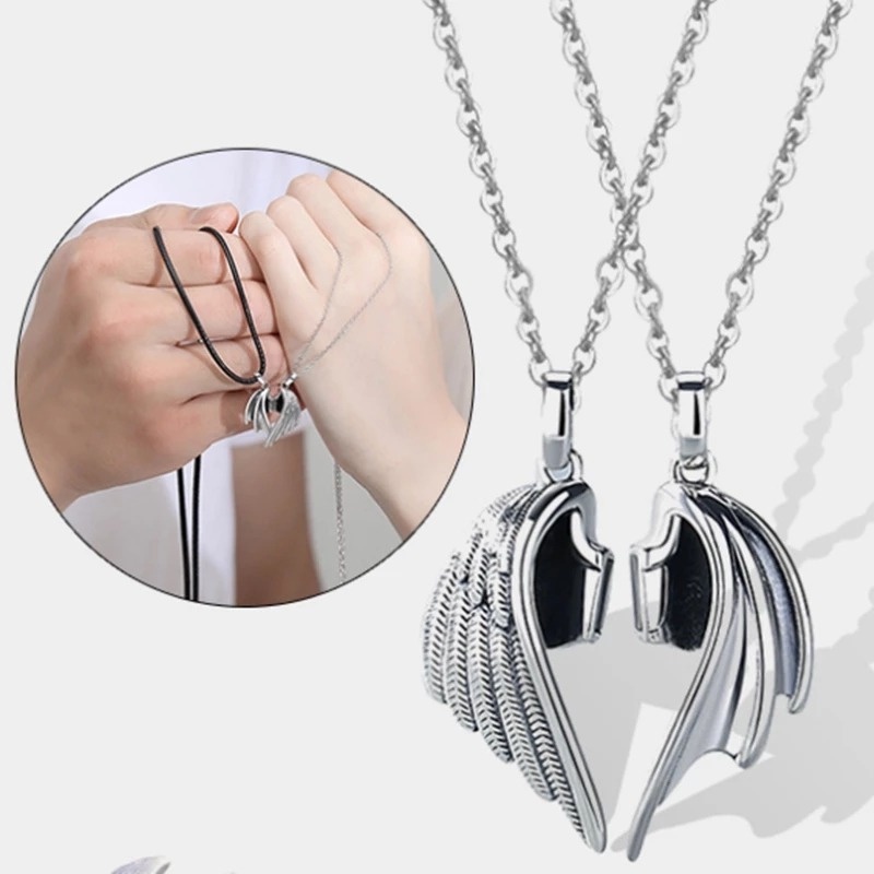 Vòng cổ Có Nam Châm Hình Đôi Cánh Thiên Thần Phong Cách Gothic Cổ Điển