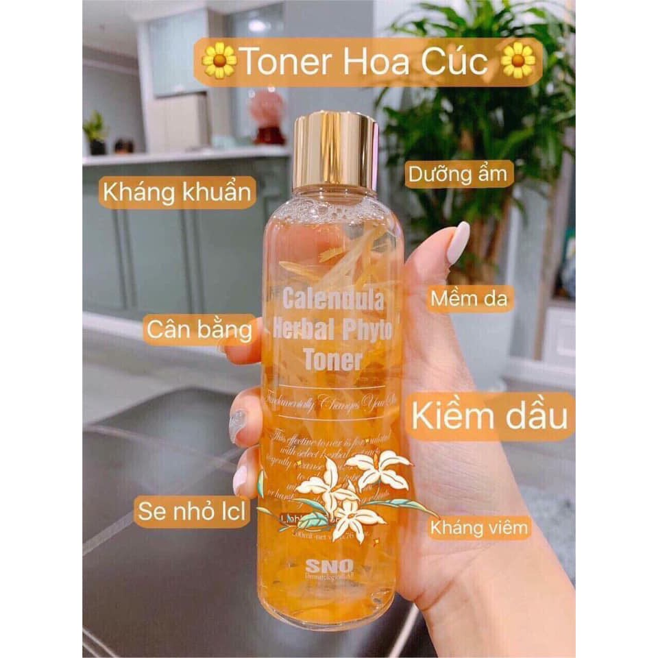 Nước Hoa Cúc Chứa Cánh Hoa Tươi SNO Calendula Herbal Phyto Toner 200ml