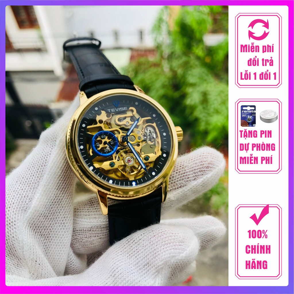 [ Đồng Hồ Cơ ] Đồng hồ nam tevise chính hãng automatic dây da [ Đồng Hồ Nam Cao Cấp]