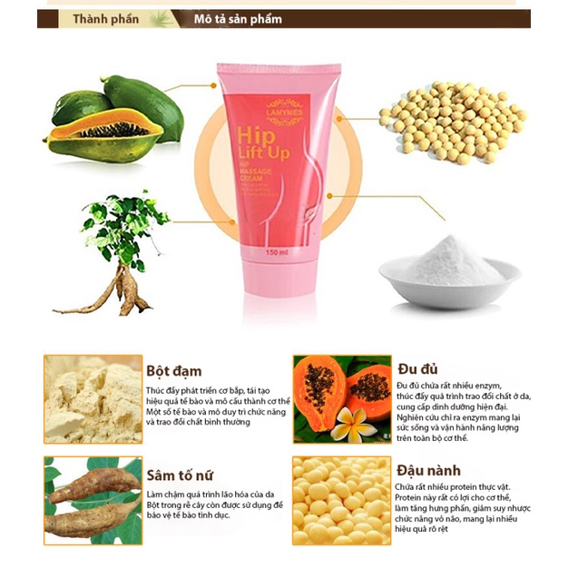Kem Nâng mông LAMYMES Hip Lift Up 150ml Cải Thiện Vòng Ba Hiệu Quả, Giúp Nở Và Săn Chắc Mông Tối Đa (Hàng Chính Hãng) | BigBuy360 - bigbuy360.vn