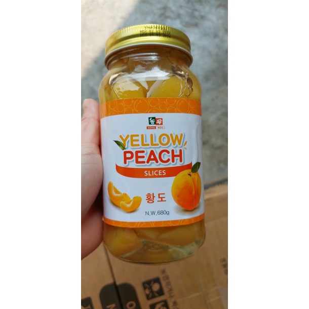 Đào Ngâm Yellow Peach  Hàn Quốc 680gr Nhập Khẩu Chính Hãng Có Tem Phụ Tiếng Việt