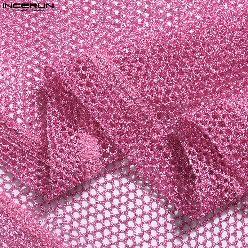 INCERUN Áo Hoodie Ngắn Tay Họa Tiết Kẻ Sọc Phối Tua Rua Thời Trang Dự Tiệc Cho Nam