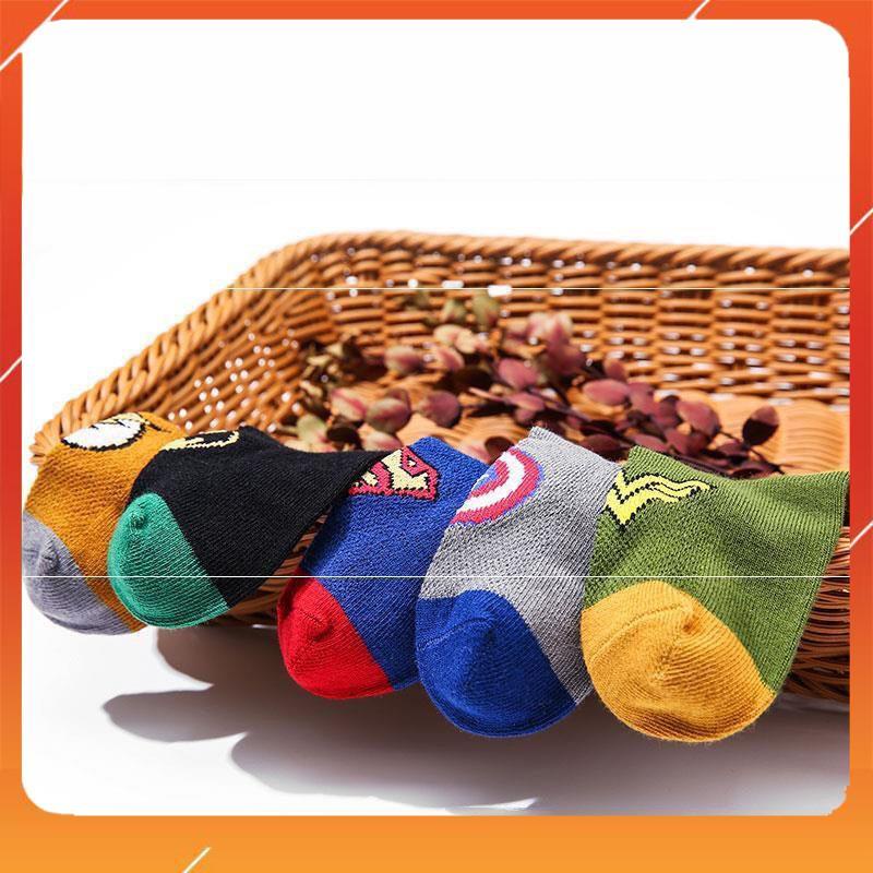 [Xả kho giá sốc] Set 10 đôi tất trẻ em, tất bé trai cổ thấp hình siêu anh hùng cho bé từ 1 đến 6 tuổi