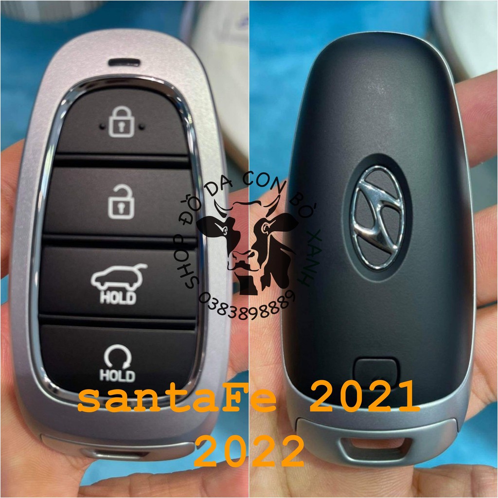 Bao da chìa khoá xe hơi Hyundai SantaFe 2021 2022 FL handmade da thật 011