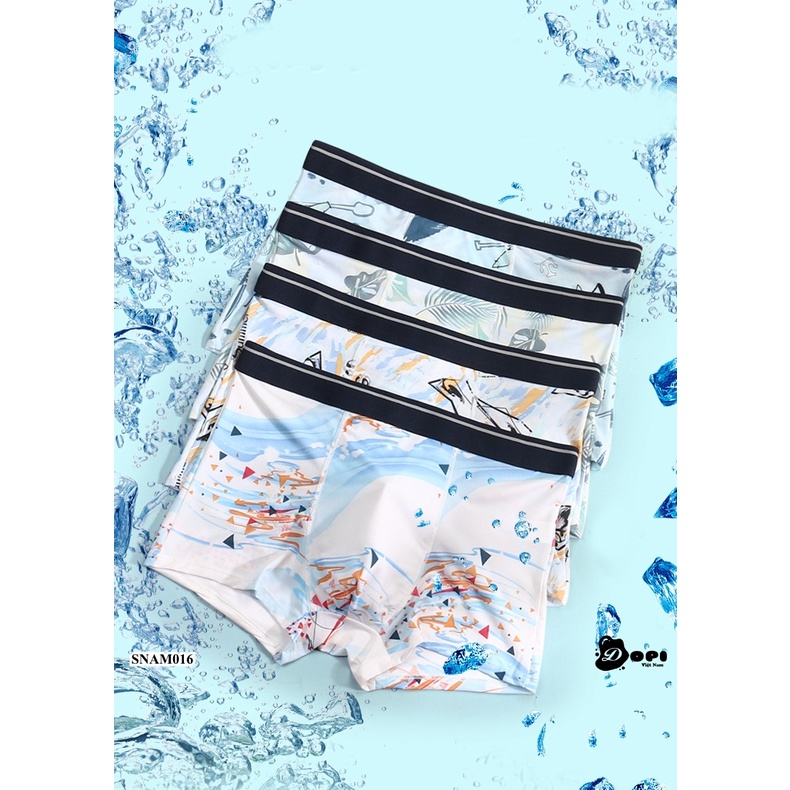 [Hộp 4 quần] Quần lót nam boxer SNAM016 sịp đùi nam cao cấp hoạ tiết độc đáo