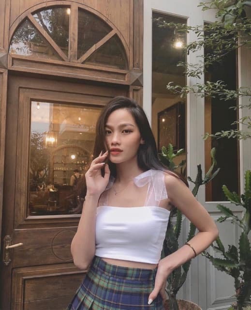 Áo hai dây croptop buộc vai dây voan nữ tính - 25 store