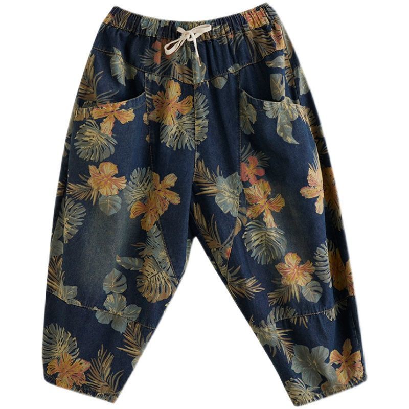 Quần Jeans Lửng Họa Tiết Thổ Cẩm Thời Trang Dành Cho Nữ