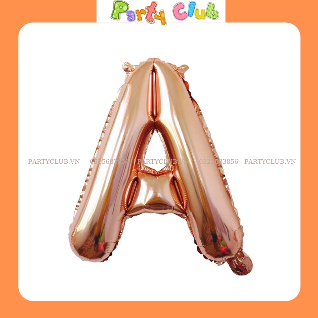 Bóng bóng chữ cái ghép tên màu vàng hồng size 40cm trang trí tiệc sinh nhật, cưới hỏi