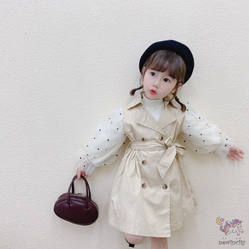 Đầm Dài Tay Họa Tiết Chấm Bi Cho Bé