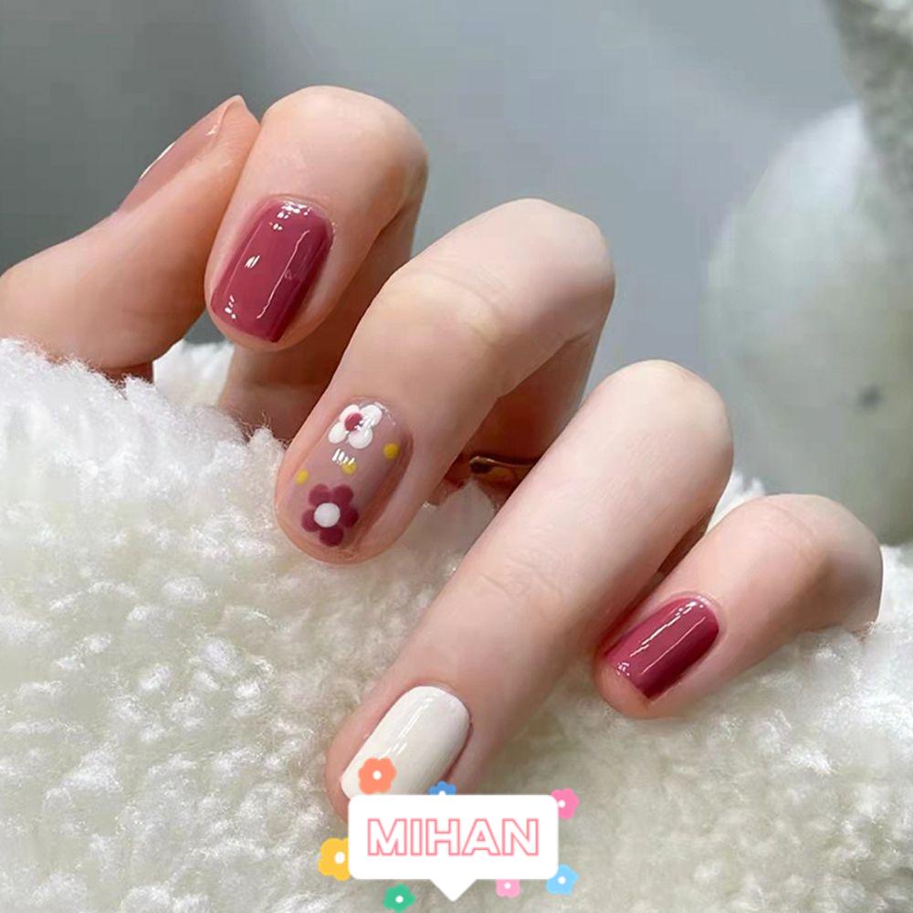 Hộp 24 Móng Tay Giả Ngắn / Tròn / Vuông Che Phủ Toàn Diện Trang Trí Móng Nghệ Thuật MIHAN1