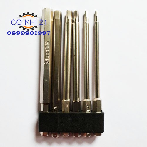 Bộ 6 đầu lục giác dài 100mm dành cho khoan, máy bắn vít