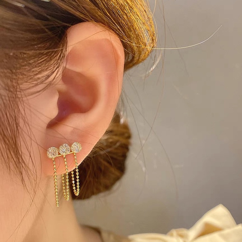 Khuyên Tai Tua Rua S925 Đính Đá Đơn Giản Thời Trang