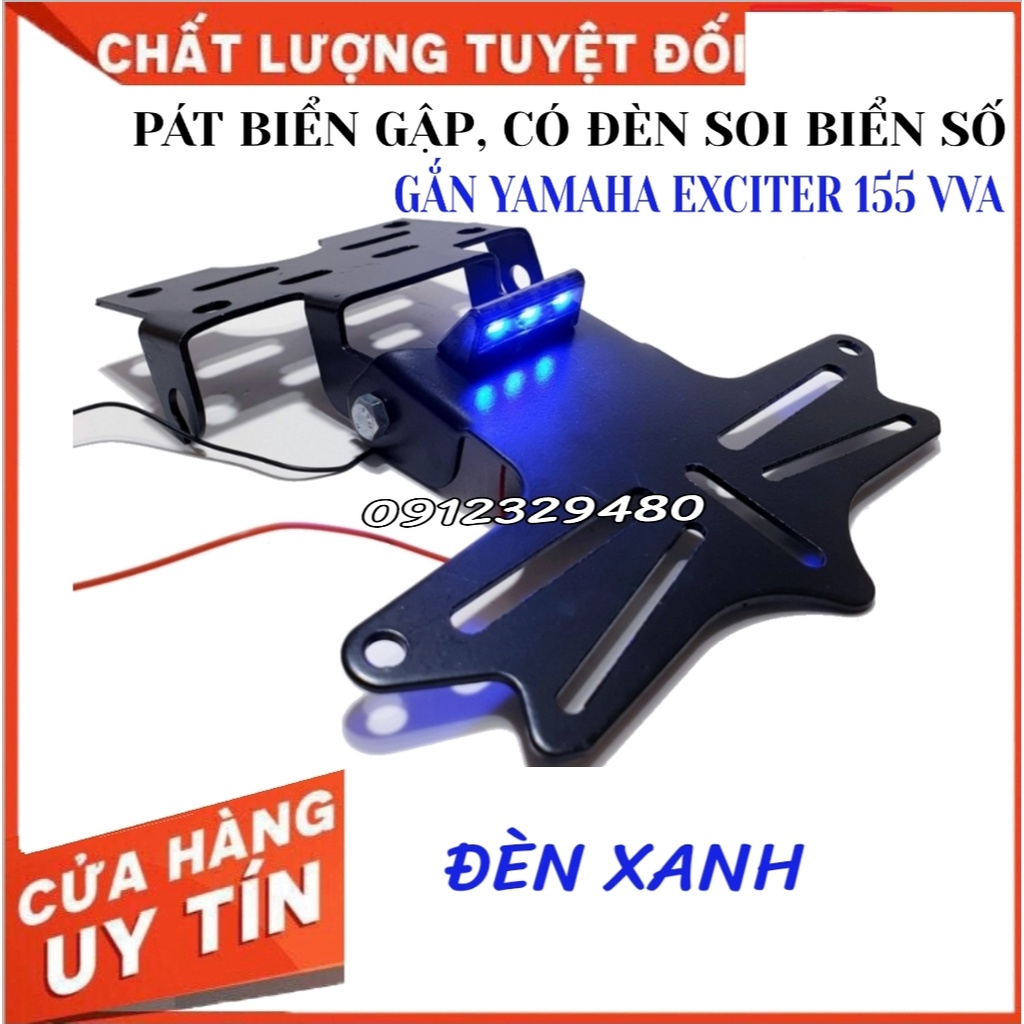Pát Biển Gập Gắn Yamaha Exciter 155 VVA, Ex 155 VVA Các Phiên Bản Đút Gầm Có Đèn Soi Biển Số Gắn Được Nhiều Loại Xi Nhan