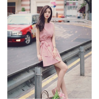 Đầm Nữ Cộc Tay Cổ Tròn Thời Trang Hàn