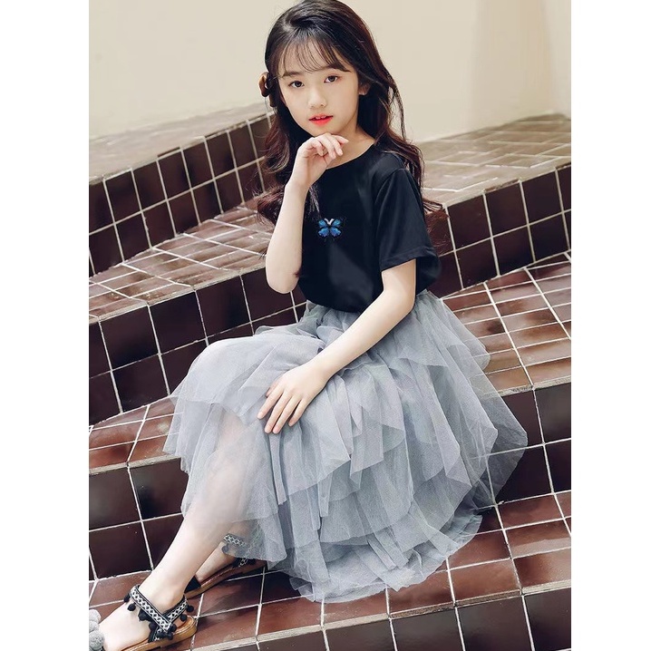 Đầm Bé Gái Set Áo Váy Công Chúa Bằng Cotton Phong Cách Phương Tây Thời Trang Mùa Hè Dành Cho Bé Gái