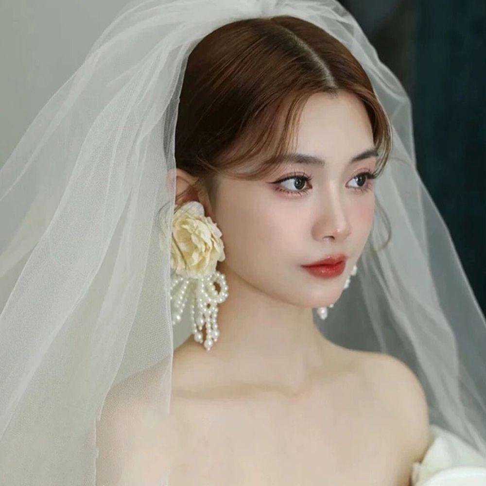 Bông Tai WMES15H Hình Nơ Hoa Phối Tua Rua Phong Cách Bohemia Hàn Quốc Độc Đáo Cho Nữ