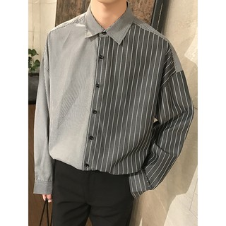 ( Sẵn xanh M) Áo sơ mi nam ulzzang sọc dọc tay dài