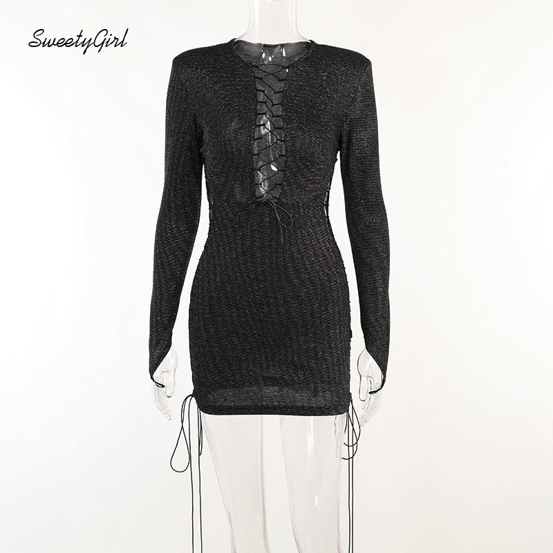 Đầm Mini Tay Dài Cổ Chữ V Khoét Sâu Eo Thấp Màu Trơn Thời Trang 2022 Quyến Rũ Cho Nữ