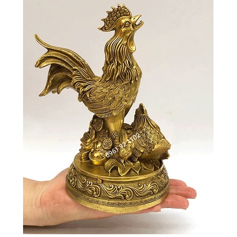 Tượng gà trống mái và đàn con bằng đồng,phong thủy đầm ấm hạnh phúc
