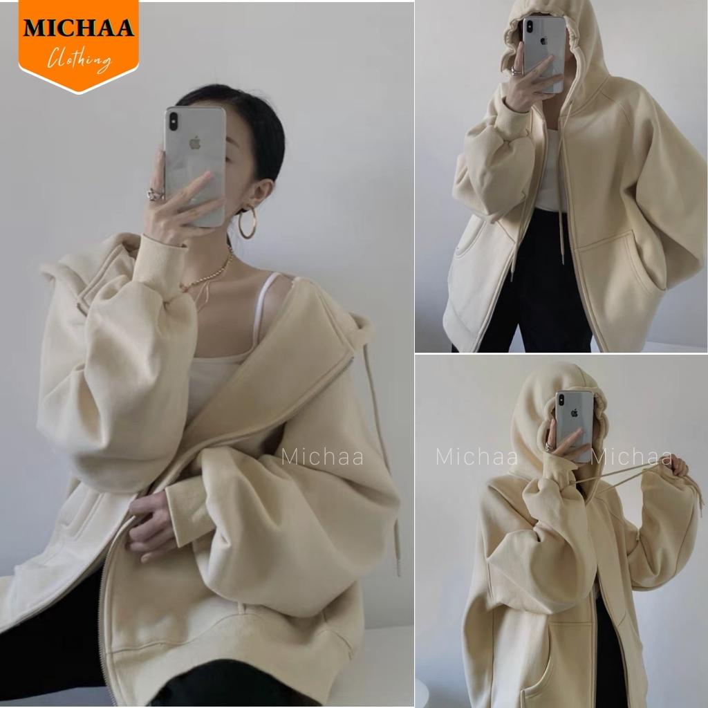 Áo Khoác Nỉ TRƠN TAY PHỒNG Dây Kéo Zip Nam Nữ Ulzzang Unisex Form Rộng Đẹp - MICHAA | BigBuy360 - bigbuy360.vn