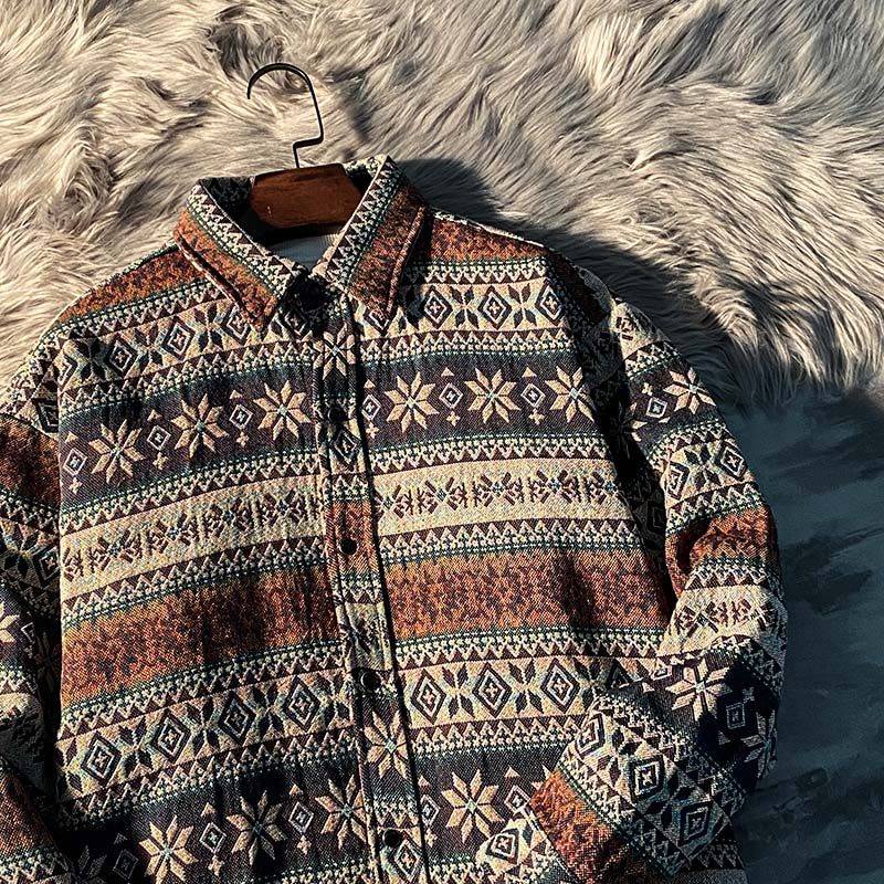 Áo Khoác Sơ Mi Dáng Rộng Vintage Cho Nam