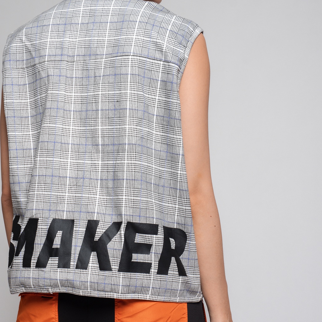 Áo Hoodie Jacket Sweater kèm Vest 2in1 Local Brand, màu xám chất cotton Unisex - "CHECKERED" UTILITY