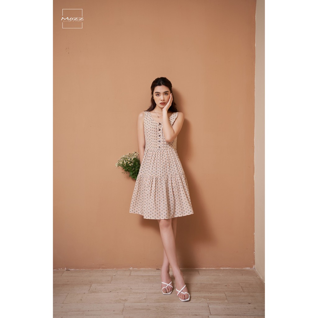 Đầm váy hoa babydoll xếp ly ngực