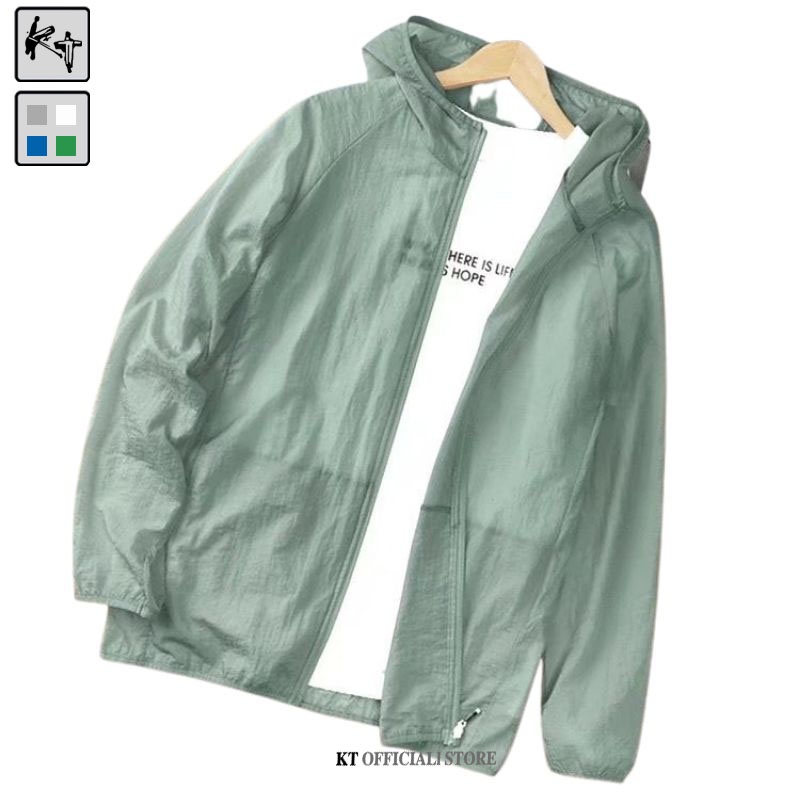 Áo khoác KT KT-F01 lụa lạnh mỏng thoáng khí dáng rộng che nắng size S-4XL thể thao thời trang unisex
